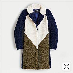 J.Crew Teddy Sherpa Colorblock Topcoat